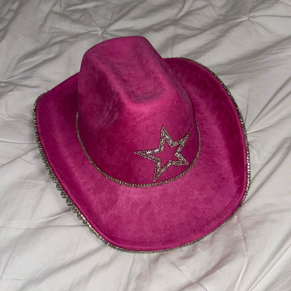 Pink Fuchsia Cowboy Hat with a star in the front